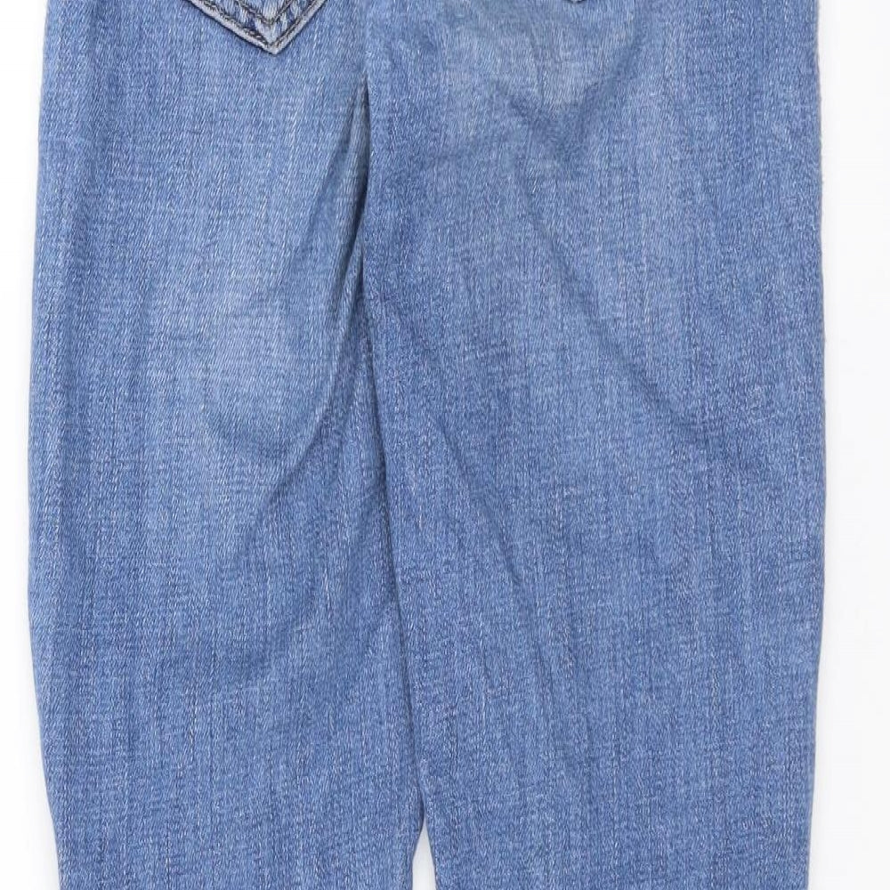 Topshop Womens Blue  Denim Straight Jeans Size 25 in L27 in - distressed