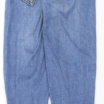 Topshop Womens Blue  Denim Straight Jeans Size 25 in L27 in - distressed