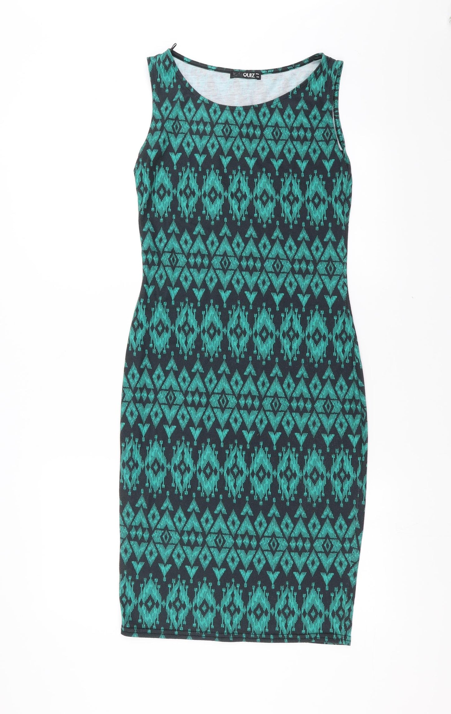 Quiz Womens Green Geometric  Tank Dress  Size 10