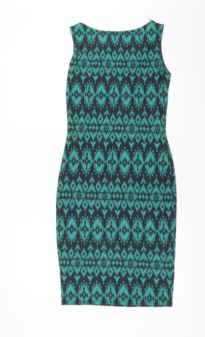 Quiz Womens Green Geometric  Tank Dress  Size 10