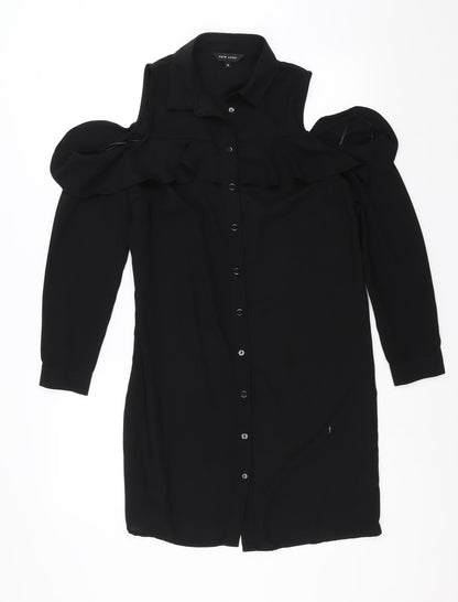 New Look Womens Black   Shirt Dress  Size 8  - cold shoulder
