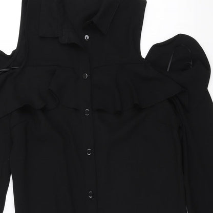 New Look Womens Black   Shirt Dress  Size 8  - cold shoulder