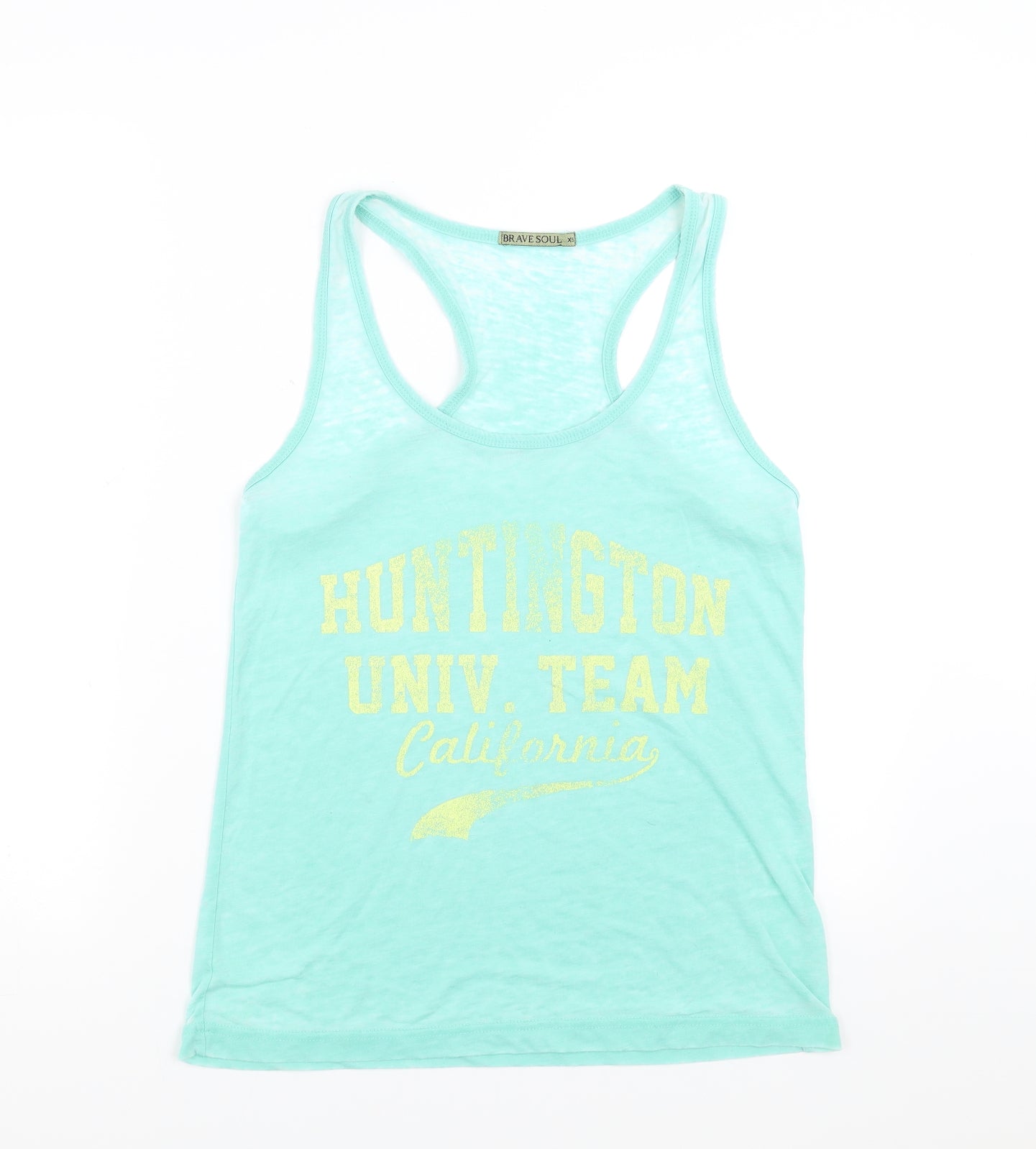 Womens UK Size XS Brave Soul Green Basic Tank
