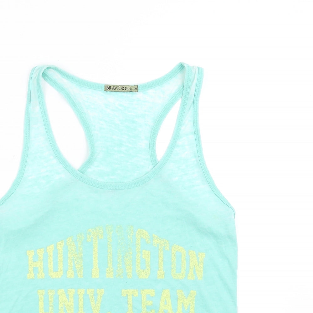 Womens UK Size XS Brave Soul Green Basic Tank