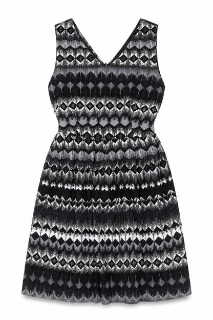 MELA Womens Black Geometric  Fit & Flare  Size 10