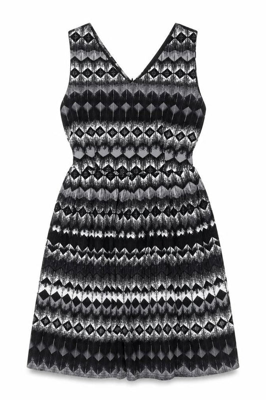 MELA Womens Black Geometric  Fit & Flare  Size 10