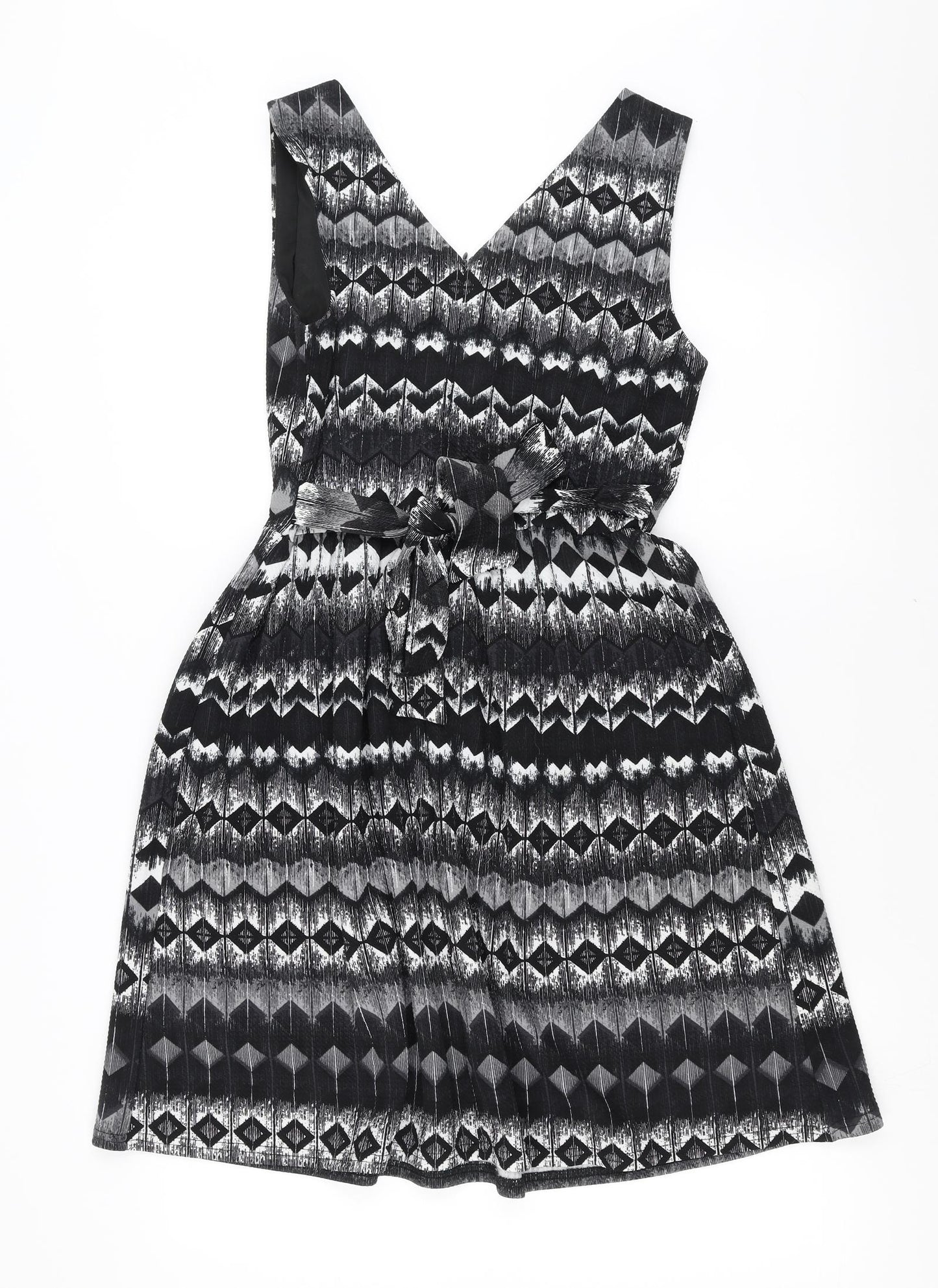 MELA Womens Black Geometric  Fit & Flare  Size 10