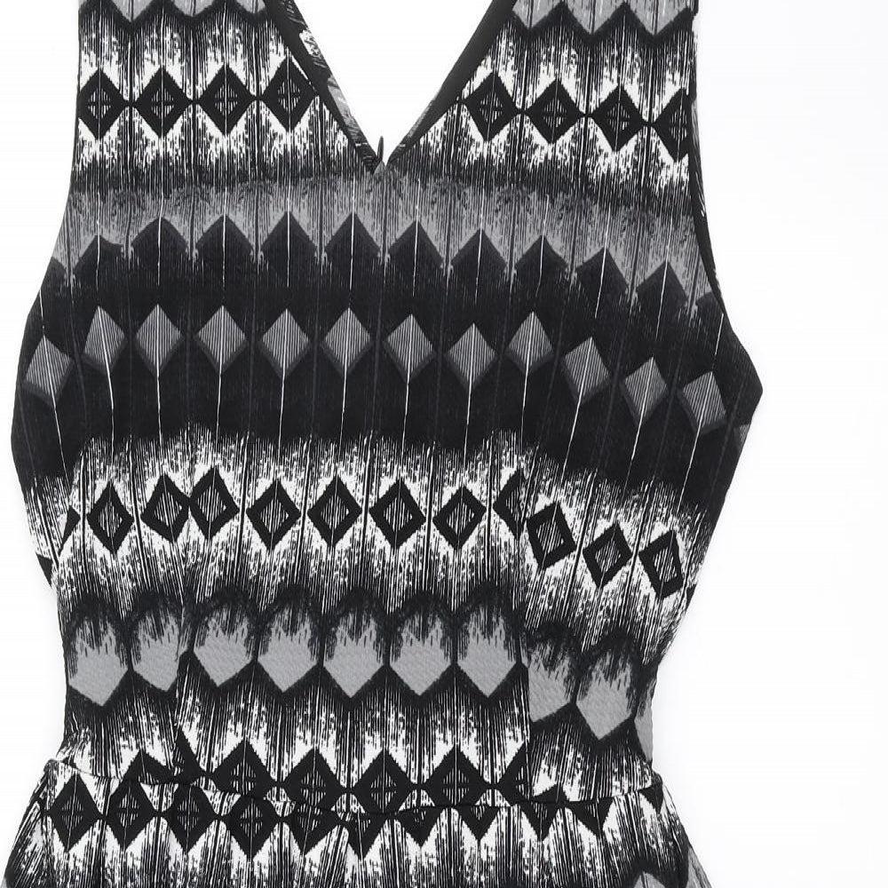 MELA Womens Black Geometric  Fit & Flare  Size 10
