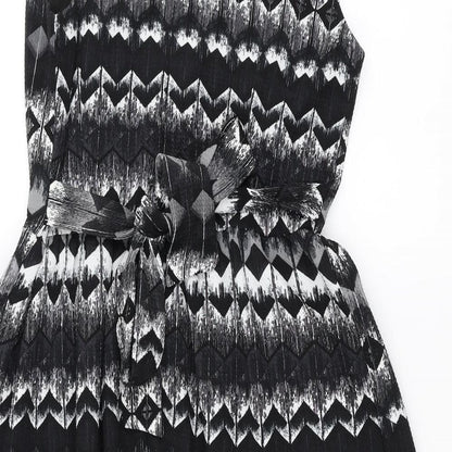 MELA Womens Black Geometric  Fit & Flare  Size 10