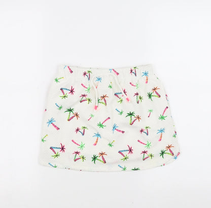 NEXT Girls White   A-Line Skirt Size 9 Years - palm trees