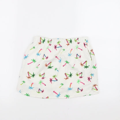 NEXT Girls White   A-Line Skirt Size 9 Years - palm trees