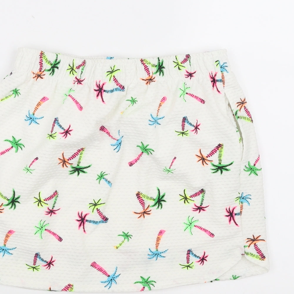 NEXT Girls White   A-Line Skirt Size 9 Years - palm trees