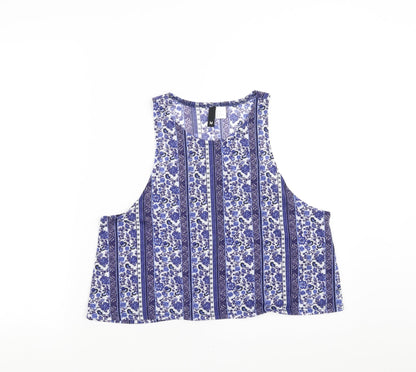 Divided by H&M Womens Blue Floral  Cropped Tank Size M