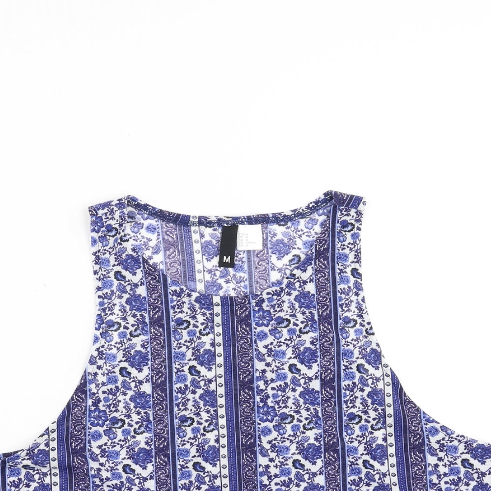 Divided by H&M Womens Blue Floral  Cropped Tank Size M