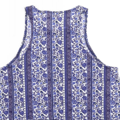 Divided by H&M Womens Blue Floral  Cropped Tank Size M