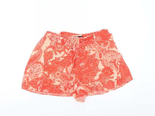 Missguided Womens Red Paisley  Hot Pants Shorts Size 10