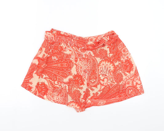 Missguided Womens Red Paisley  Hot Pants Shorts Size 10