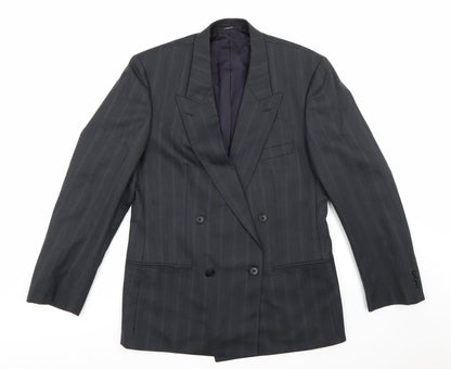 Carpini Mens Grey Striped Rayon Jacket Suit Jacket Size 40