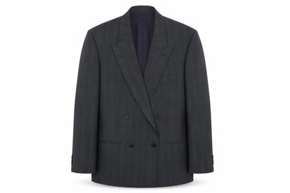 Carpini Mens Grey Striped Rayon Jacket Suit Jacket Size 40