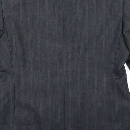 Carpini Mens Grey Striped Rayon Jacket Suit Jacket Size 40