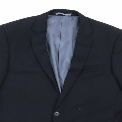 F&F Mens Blue Striped Rayon Jacket Suit Jacket Size 42