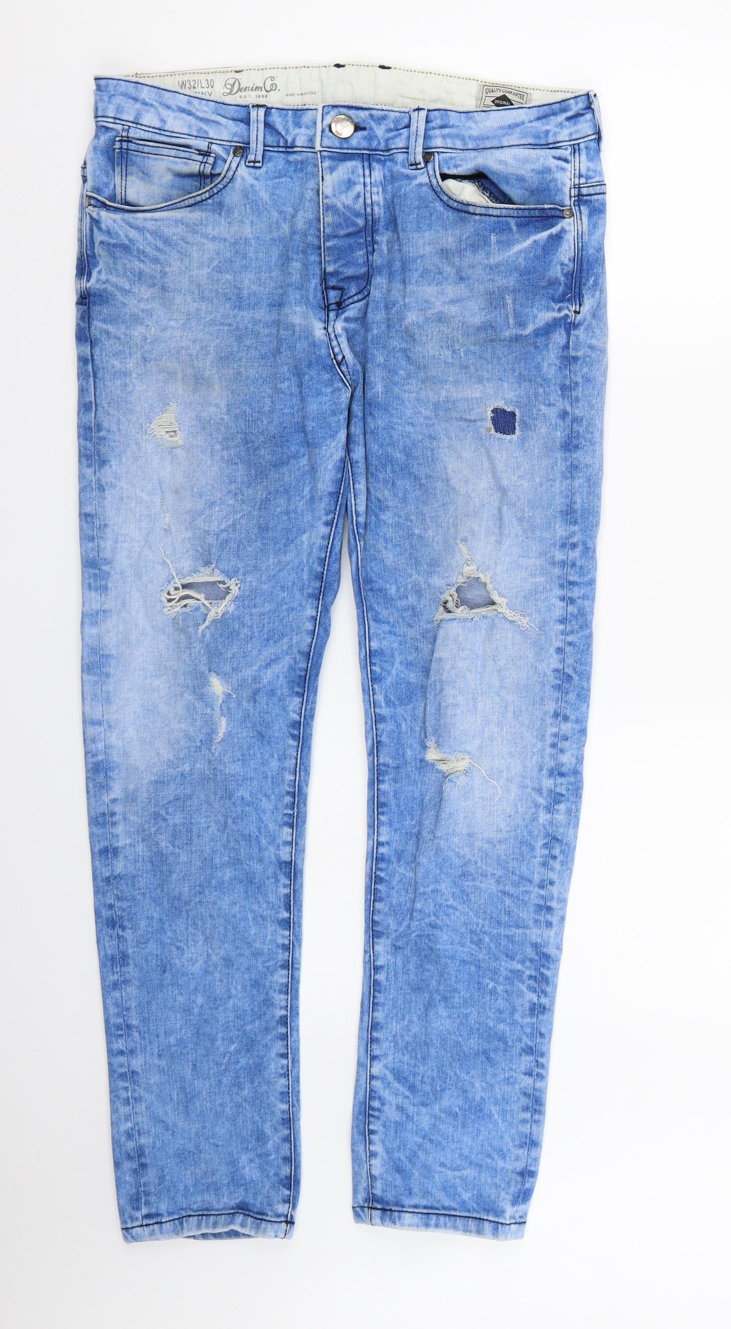 Denim & Co. Mens Blue  Denim Tapered Jeans Size 32 in L30 in