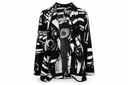 Just Elegance Womens Black Geometric Knit Cardigan Jumper Size S