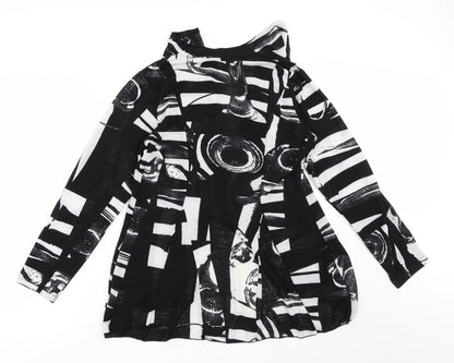 Just Elegance Womens Black Geometric Knit Cardigan Jumper Size S