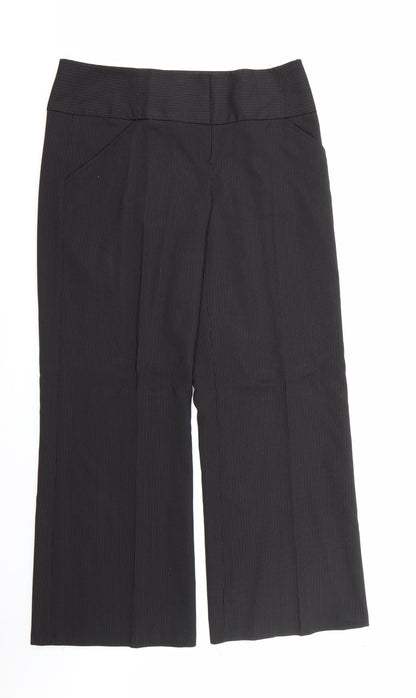 Evie Collection Womens Black Striped Rayon Dress Pants Trousers Size 14 L31 in