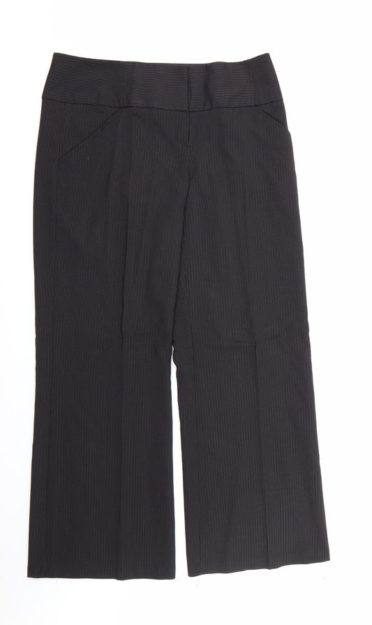 Evie Collection Womens Black Striped Rayon Dress Pants Trousers Size 14 L31 in