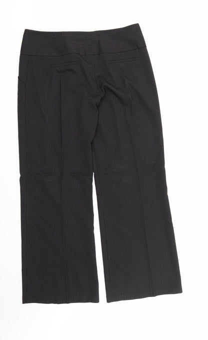 Evie Collection Womens Black Striped Rayon Dress Pants Trousers Size 14 L31 in