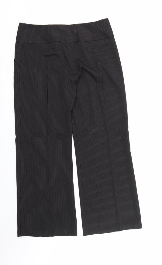 Evie Collection Womens Black Striped Rayon Dress Pants Trousers Size 14 L31 in