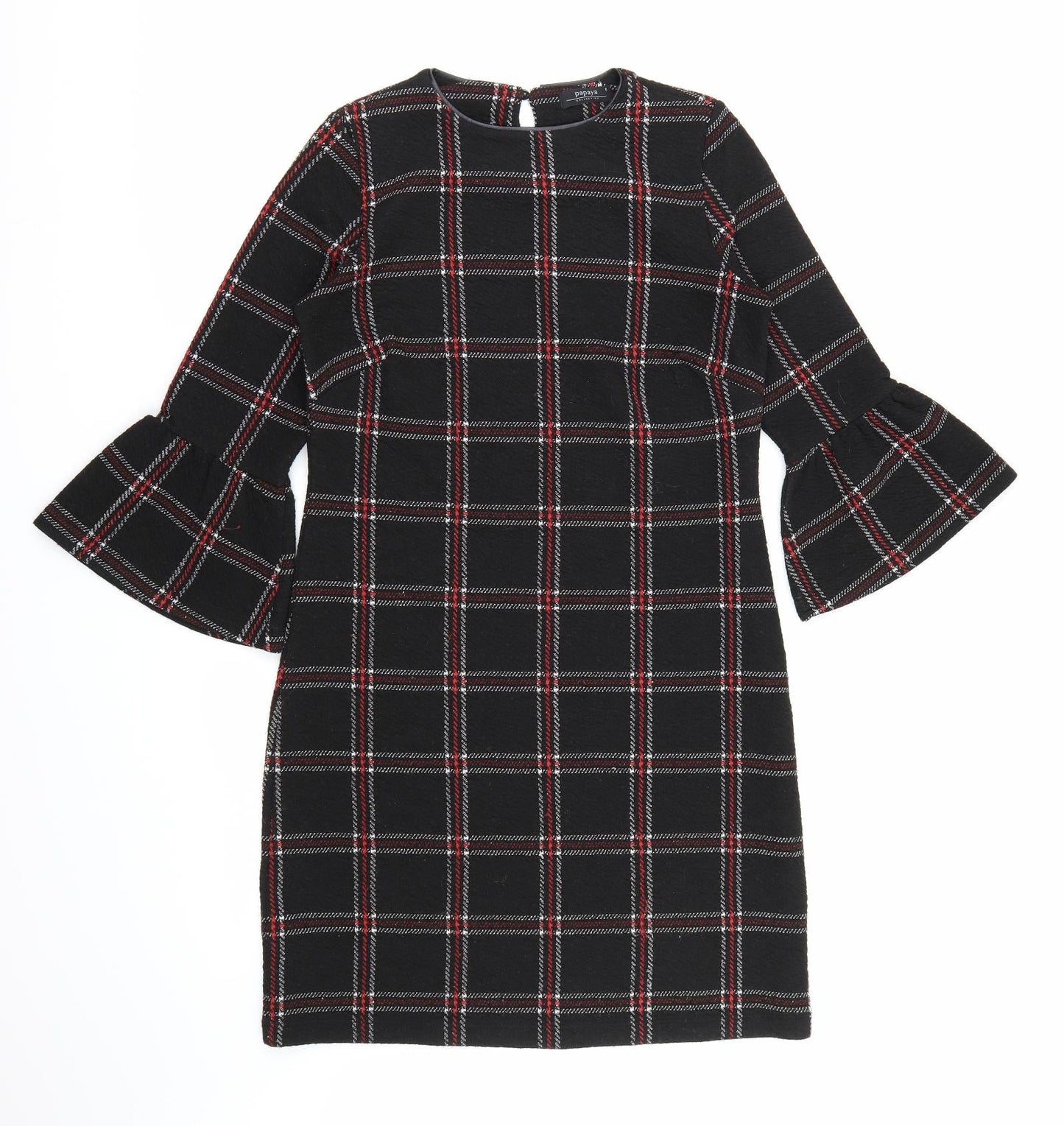 Papaya Womens Beige Check  A-Line  Size 8  - Flared Sleeves