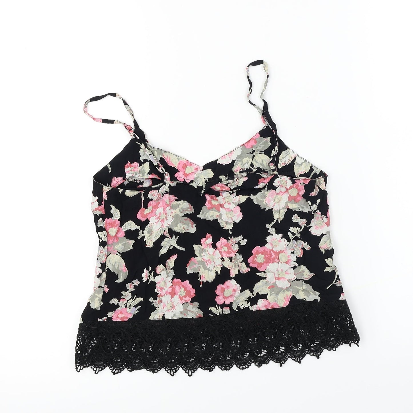 Womens UK Size 6 Topshop Black Cropped T-Shirt