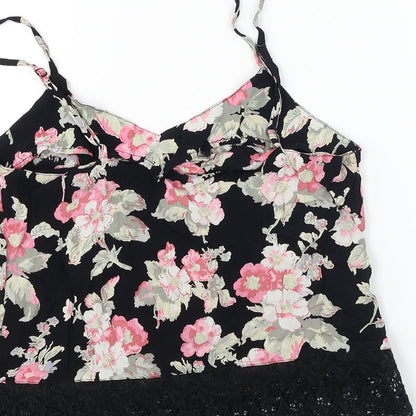 Womens UK Size 6 Topshop Black Cropped T-Shirt