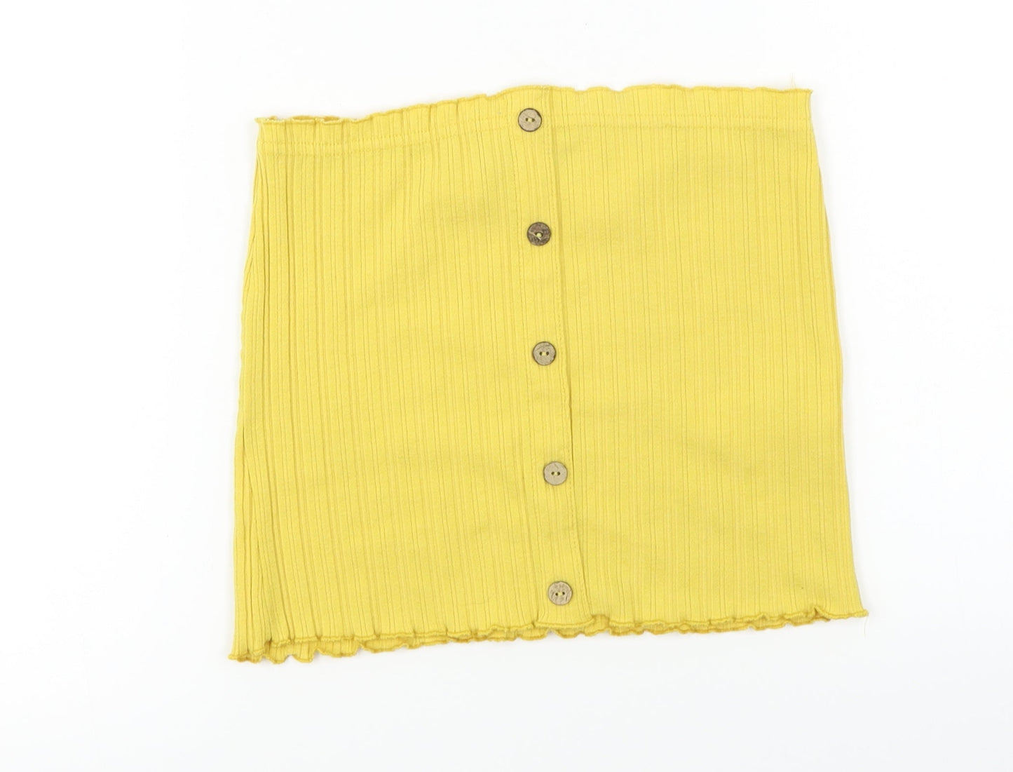 Womens UK Size S New Look Yellow Cropped T-Shirt