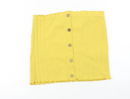 Womens UK Size S New Look Yellow Cropped T-Shirt