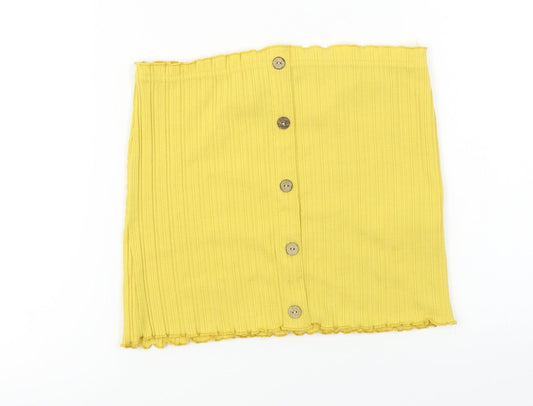 Womens UK Size S New Look Yellow Cropped T-Shirt
