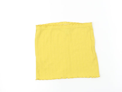 Womens UK Size S New Look Yellow Cropped T-Shirt