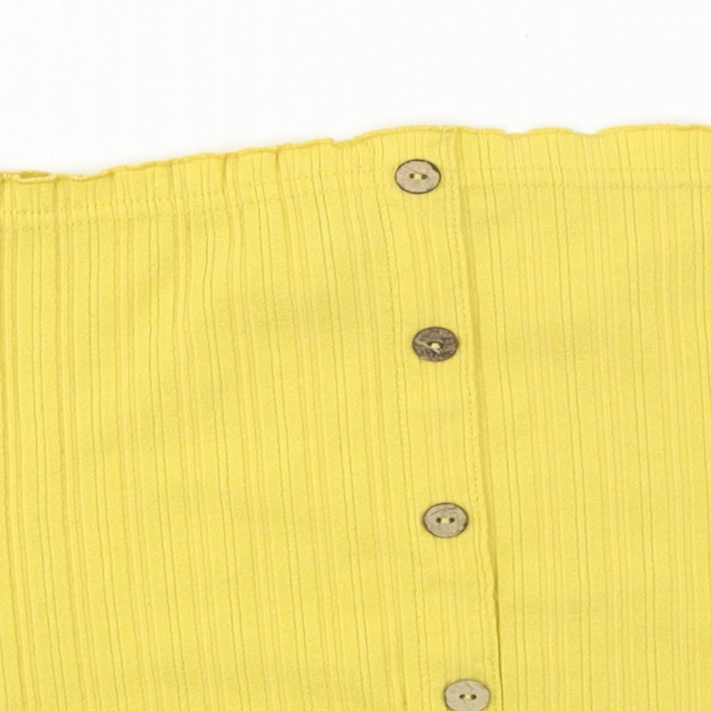 Womens UK Size S New Look Yellow Cropped T-Shirt