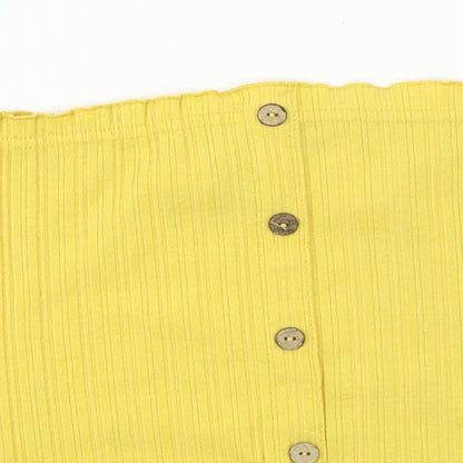 Womens UK Size S New Look Yellow Cropped T-Shirt