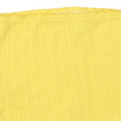 Womens UK Size S New Look Yellow Cropped T-Shirt