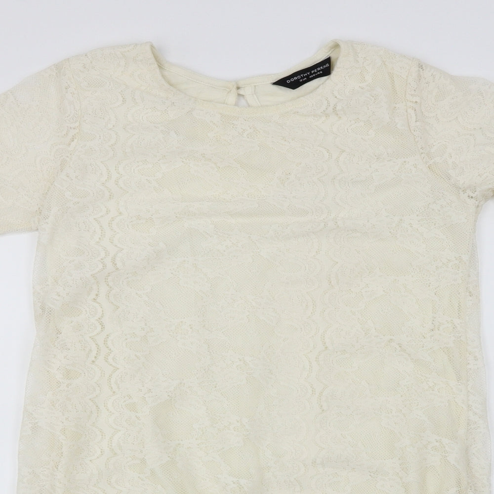 Womens UK Size 12 Dorothy Perkins Ivory Basic T-Shirt