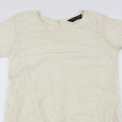 Womens UK Size 12 Dorothy Perkins Ivory Basic T-Shirt