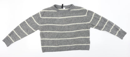 New Look  Womens Grey Striped  Pullover Jumper Size S