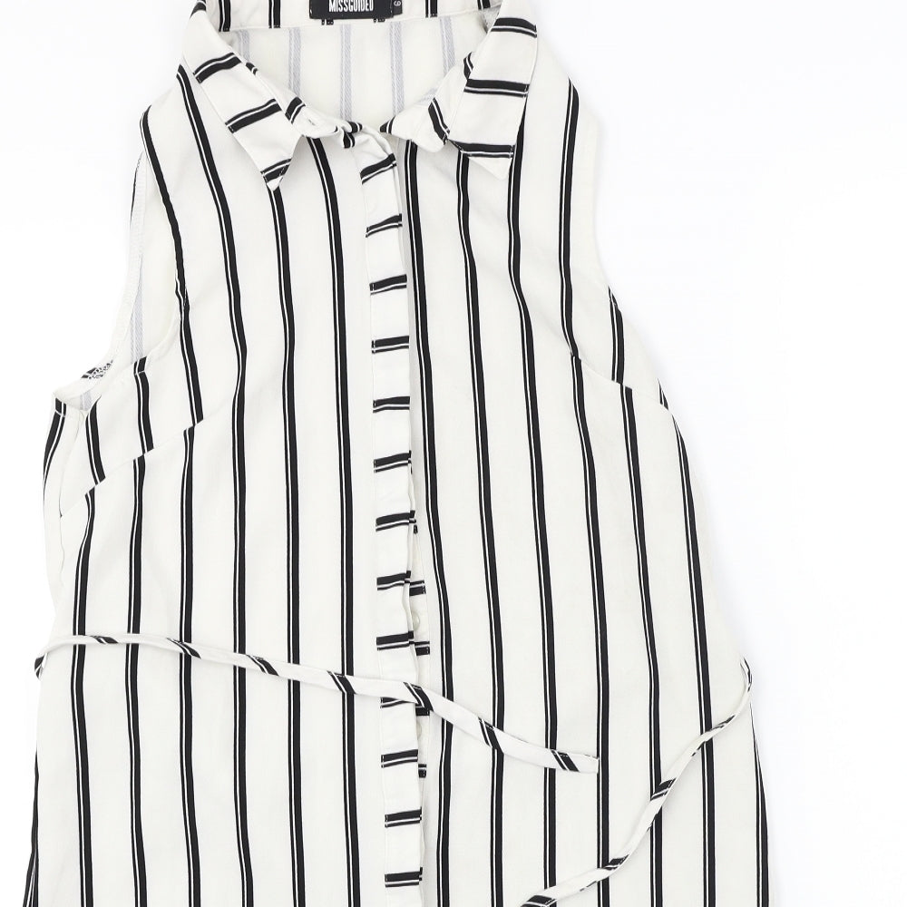Womens UK Size 6 Missguided White Basic Button-Up