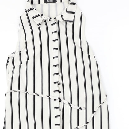 Womens UK Size 6 Missguided White Basic Button-Up