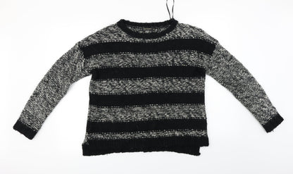 QED London  Womens Grey Striped  Pullover Jumper Size M