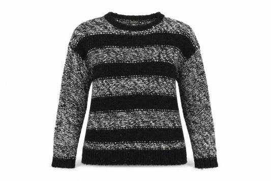 QED London  Womens Grey Striped  Pullover Jumper Size M