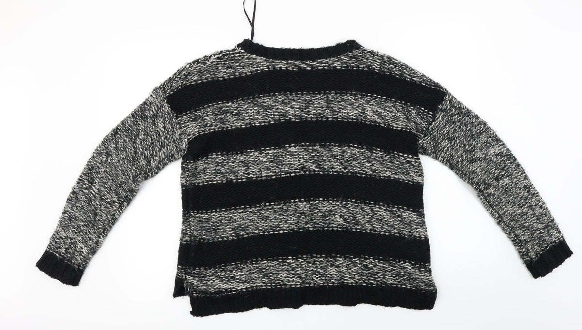 QED London  Womens Grey Striped  Pullover Jumper Size M